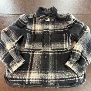 Gap Plaid Button-Up Puff Sleeve Shacket Sz S